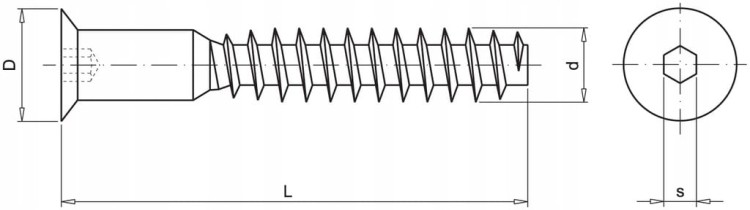 Konfirmat z wgłębieniem imbusowym 7x70 mm -100 sztuk Marcopol - ocynk biały