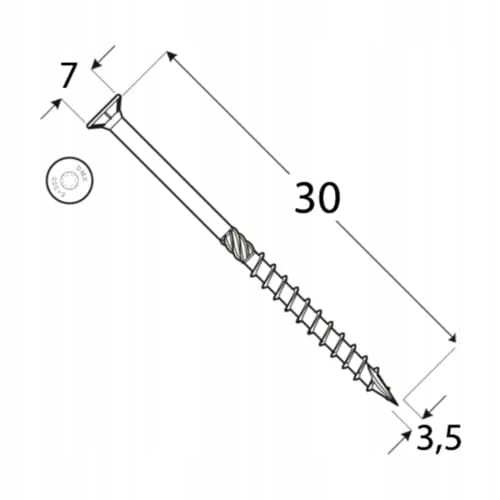 Wkręty ciesielskie do drewna 3,5x30 mm op. 40 sztuk Domax