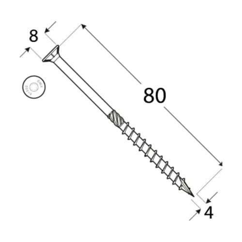 Wkręty ciesielskie stożkowe do drewna 4x80 mm op. 20 sztuk Domax