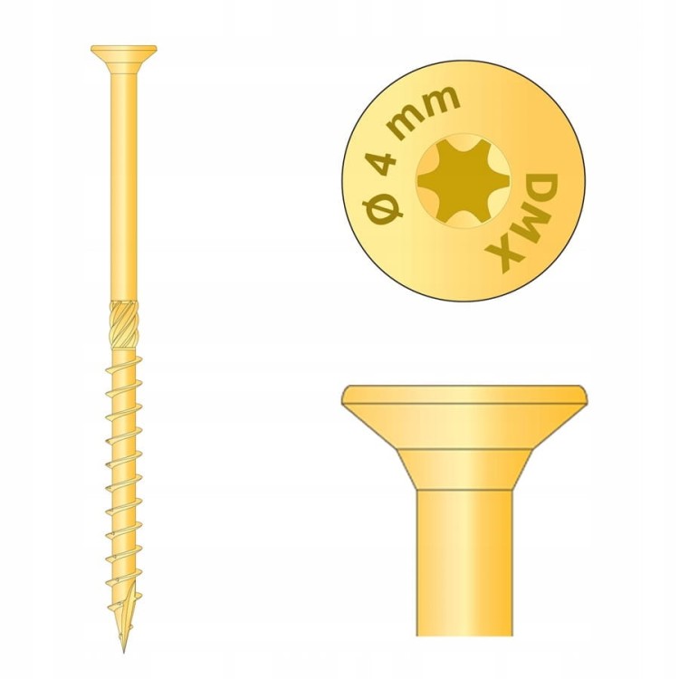 Wkręty ciesielskie konstrukcyjne łeb stożkowy 4x70mm 200 sztuk DOMAX