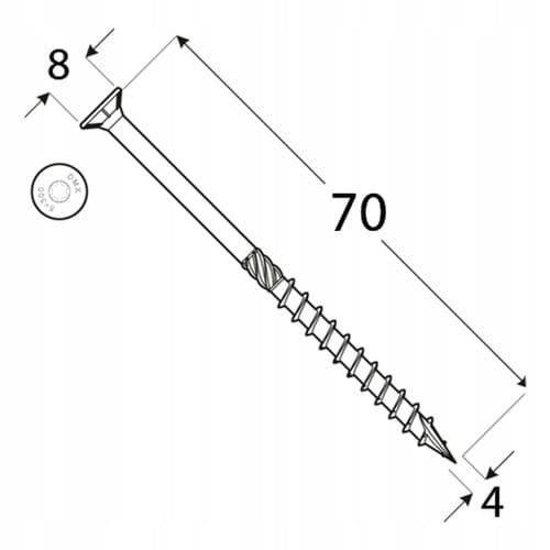 Wkręty ciesielskie konstrukcyjne łeb stożkowy 4x70mm 200 sztuk DOMAX
