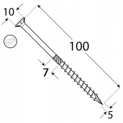 Wkręty ciesielskie 5x100 mm do drewna torx DOMAX stożkowe ocynk 100 szt.