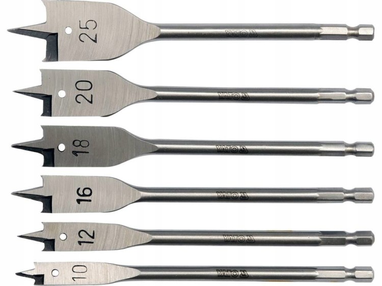 Zestaw wierteł łopatkowych 10 - 25 mm 6 sztuk Yato YT-3258