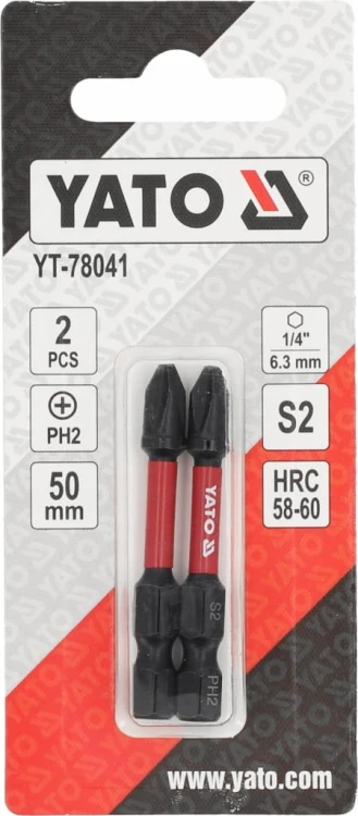 Yato YT-78041 Bity udarowe 1/4"X50mm PH2 2szt